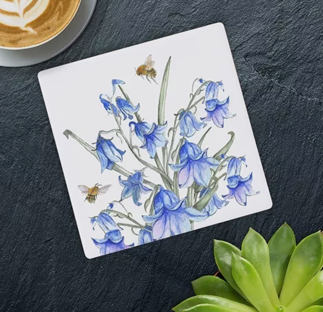 Bee-Tanical Blue Bell Ceramic Coaster