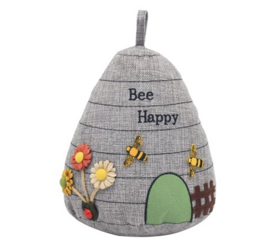 Bee Happy Beehive Door stop Grey